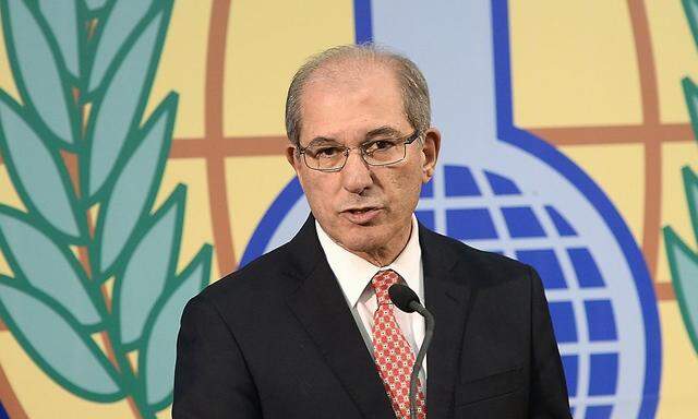 OPCW Director General Ahmet Uzumcu speaks during a news conference in The Hague