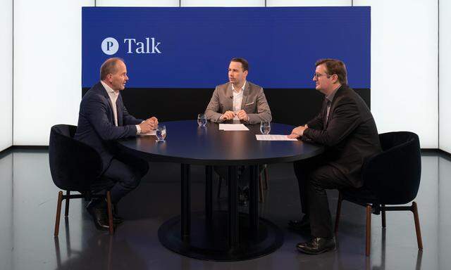 AT&S-Chef Gerstenmayer im Gespräch mit Gernot Rohrhofer und Gerhard Hofer.