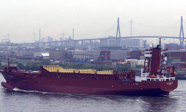 Grosses Schiff auf der Elbe in Hamburg 