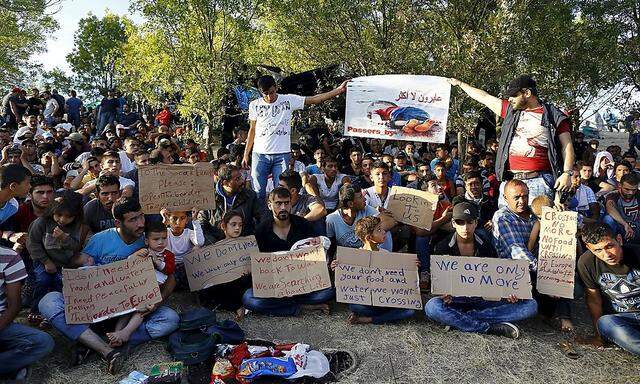 Syrische Flüchtlinge demonstrierten in Edirne für ihre Weiterreise.