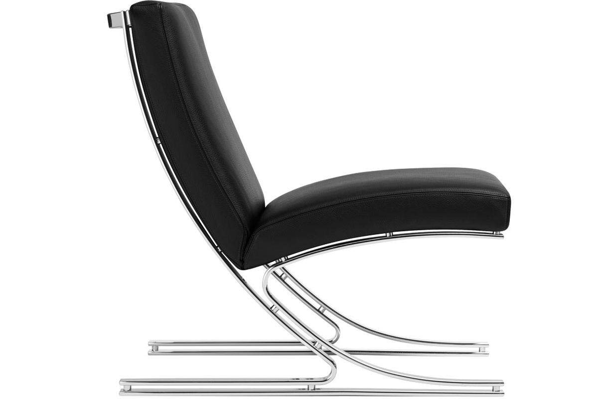 Freischwinger „Berlin Chair“ von Walter Knoll aus Stahl und Leder, Design: Meinhard von Gerkan.