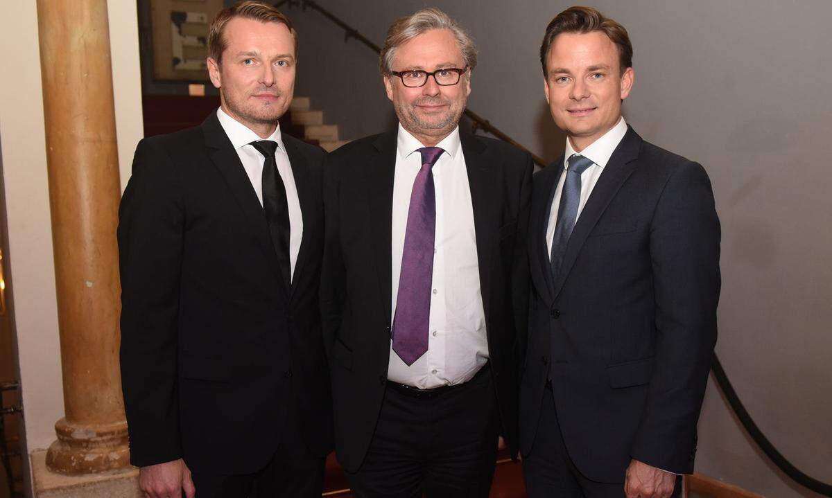 Die beiden „Presse“-Geschäftsführer Herwig Langanger (l.) und Rudolf Schwarz (r.) mit ORF-Generaldirektor Alexander Wrabetz