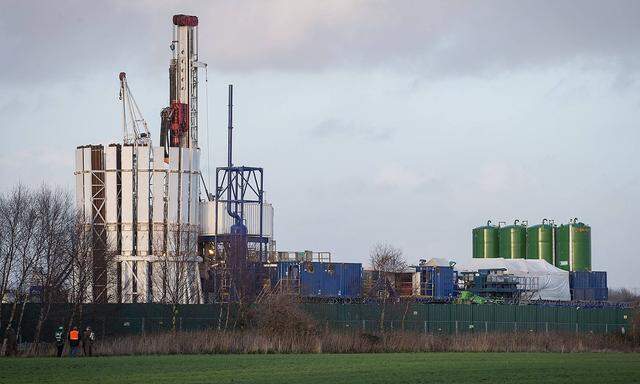 Eine Fracking-Anlage in der Nähe von Manchester