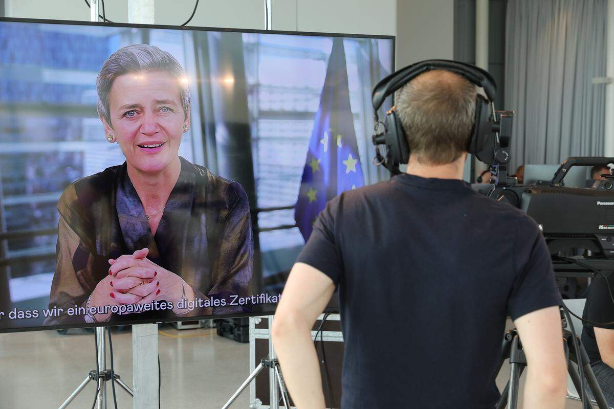 Den Auftakt zum Europa-Kongress machte ein Interview mit der Vizepräsidentin der EU-Kommission, Margrethe Vestager, das Wolfgang Böhm, Europa-Ressortleiter der "Presse", und "Presse"-Chefredakteur Rainer Nowak geführt hatten.