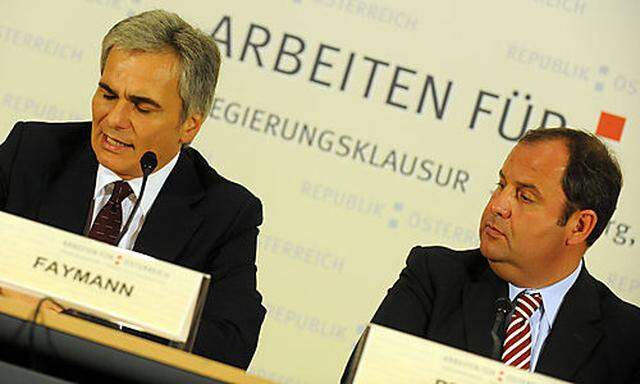 Klausurtagung der ï¿½sterr. Bundesregierung in Salzburg (Regierungsklausur), PK Faymann, Prï¿½ll  Photo: 