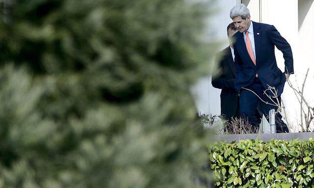 US-Außenminister Kerry bei einer Pause der Atomgespräche in Lausanne.