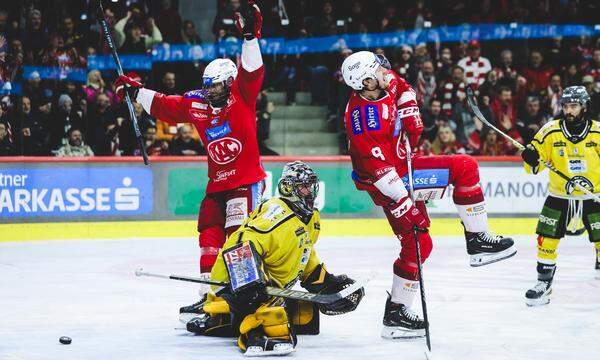 Freudentanz gegen HC Pustertal: Der KAC kann im Halbfinale frühzeitig alles klarmachen.