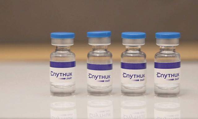 A handout photo shows samples of Sputnik Light COVID vaccine