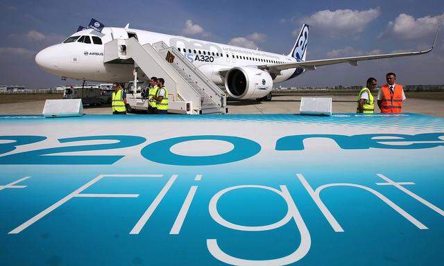 ITAR TASS TOULOUSE FRANCE SEPTEMBER 25 2014 The Airbus A320neo aircraft after its first flight
