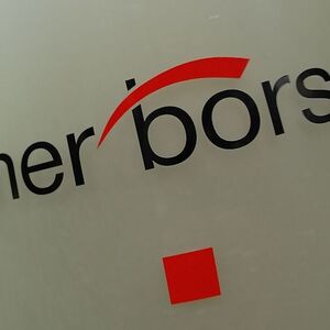 The Vienna Stock Exchange (Wiener Boerse) logo is displayed next to the company's street entrance in Vienna