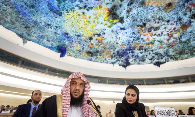 Mitglieder der saudischen Delegation im UN-Menschenrechtsrat in Genf. Riad steht wegen des Falls Khashoggi am Pranger.