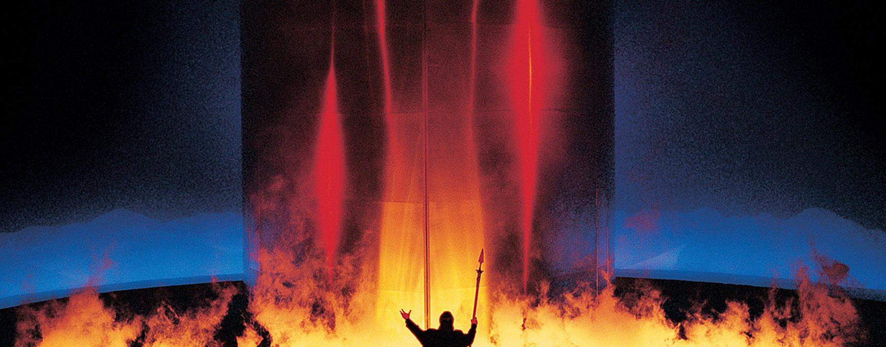 Actors perform during a dress rehearsal of Wagners opera Goetterdaemmerung (The Twilight of the Gods) in Salzburg