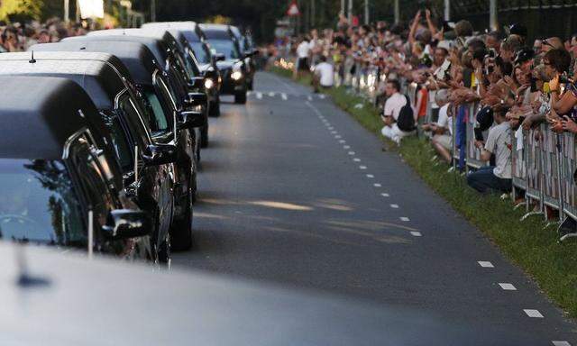 The second funeral procession with the victims of flight MH17 arrive at the Korporaal van Oudheusden