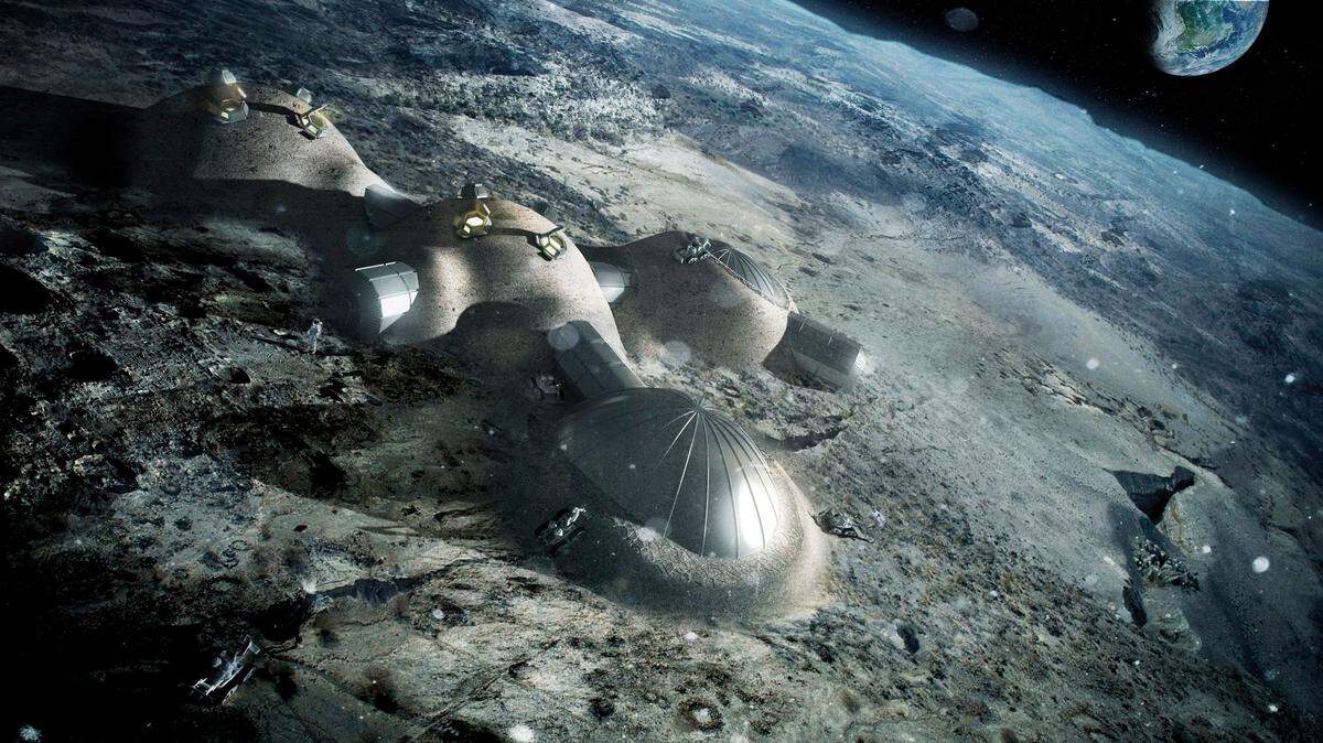 Eine der Strategien der staatlichen Mondprogramme: man denkt über eine ortsfeste Mondstation und den Abbau von Bodenschätzen nach.