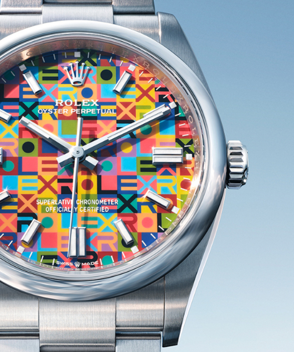 Colorful. The Jubilee motif made up of Rolex letters in ten different colors makes the new “Oyster Perpetual 36” an eye-catcher.