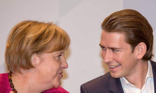 Angela Merkel und Sebastian Kurz auf dem Deutschlandtag der Jungen Union im Jahr 2014