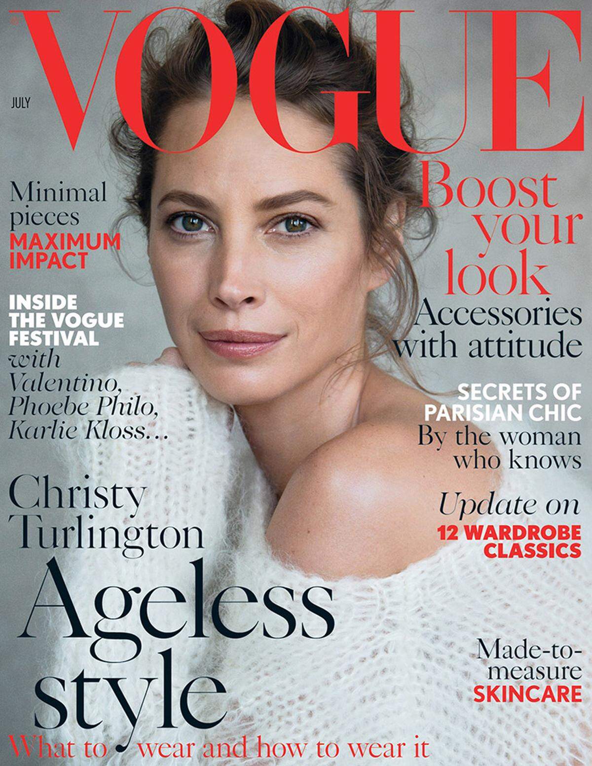 Kaum gealtert scheint auch  Christy Turlington vergangenes Jahr auf dem Juli-Cover der britischen Vogue zu sein. Dabei posierte die damals 47-Jährige zuletzt vor 18 Jahren für die Modebibel.
