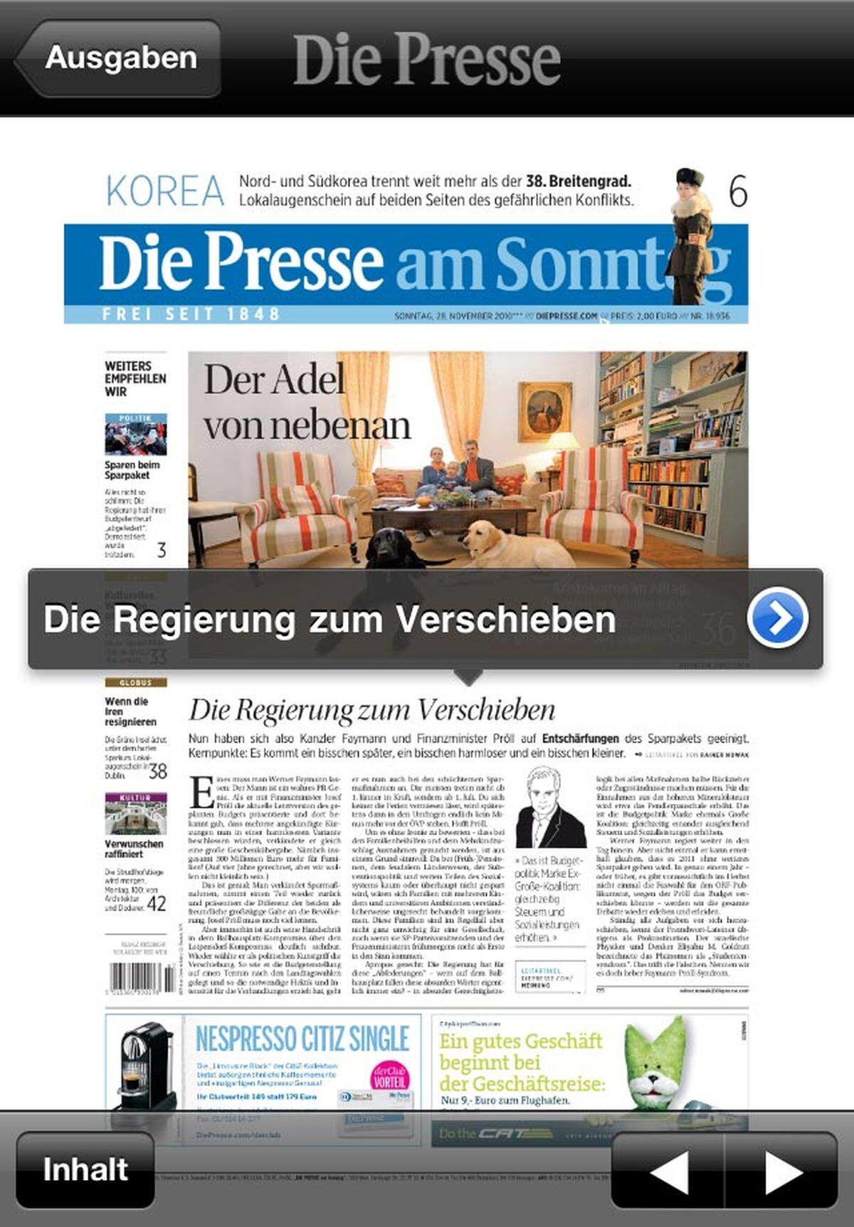 Am kleineren Display des iPhone aktiviert ein Klick den Titelbalken, der auch kleine Titel leicht lesbar macht. Ein Fingertipp auf den Titelbalken öffnet dann auch hier den Lesemodus.