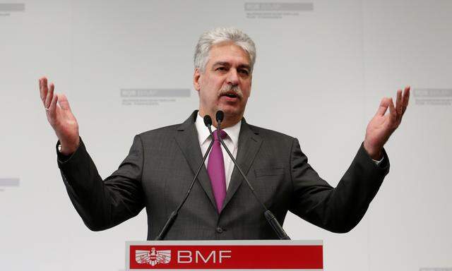 Austrian Finance Minister Schelling addresses a news conference in Vienna