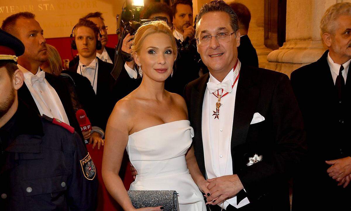 February 28 2019 Vienna Austria Heinz Chrsitian Strache and wife Philippa Strache at the Opera