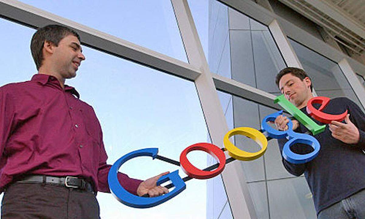 Nicht für alle Internet-Milliardäre geht es abwärts: Den ehemaligen Studienkollegen Larry Page und Sergey Brin verhalf die Suchmaschine Google zum Reichtum. Forbes schreibt jedem der Beiden ein Vermögen von 20,3 Milliarden Dollar zu - vier Milliarden mehr als im Jahr 2011.