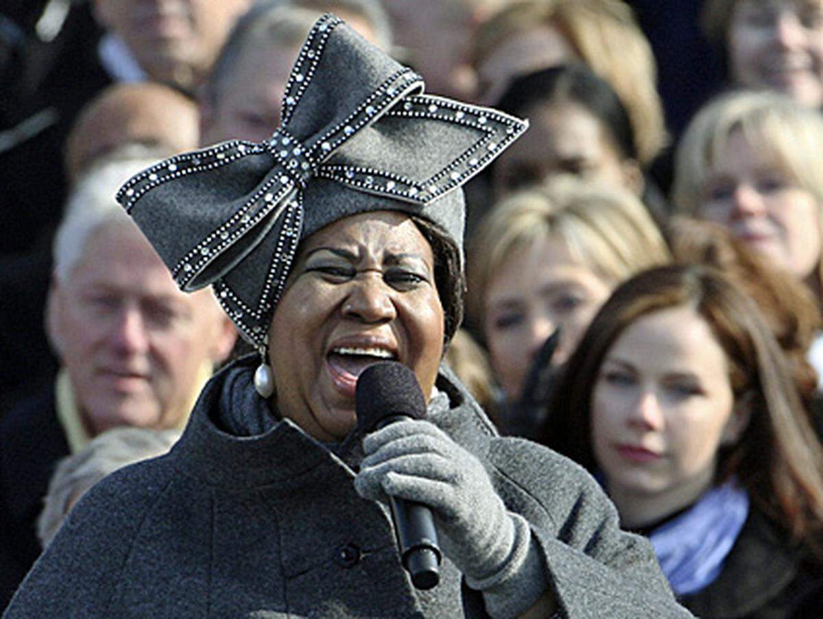 Soul-Legende Aretha Franklin sang "My Contry 'Tis of Thee'".