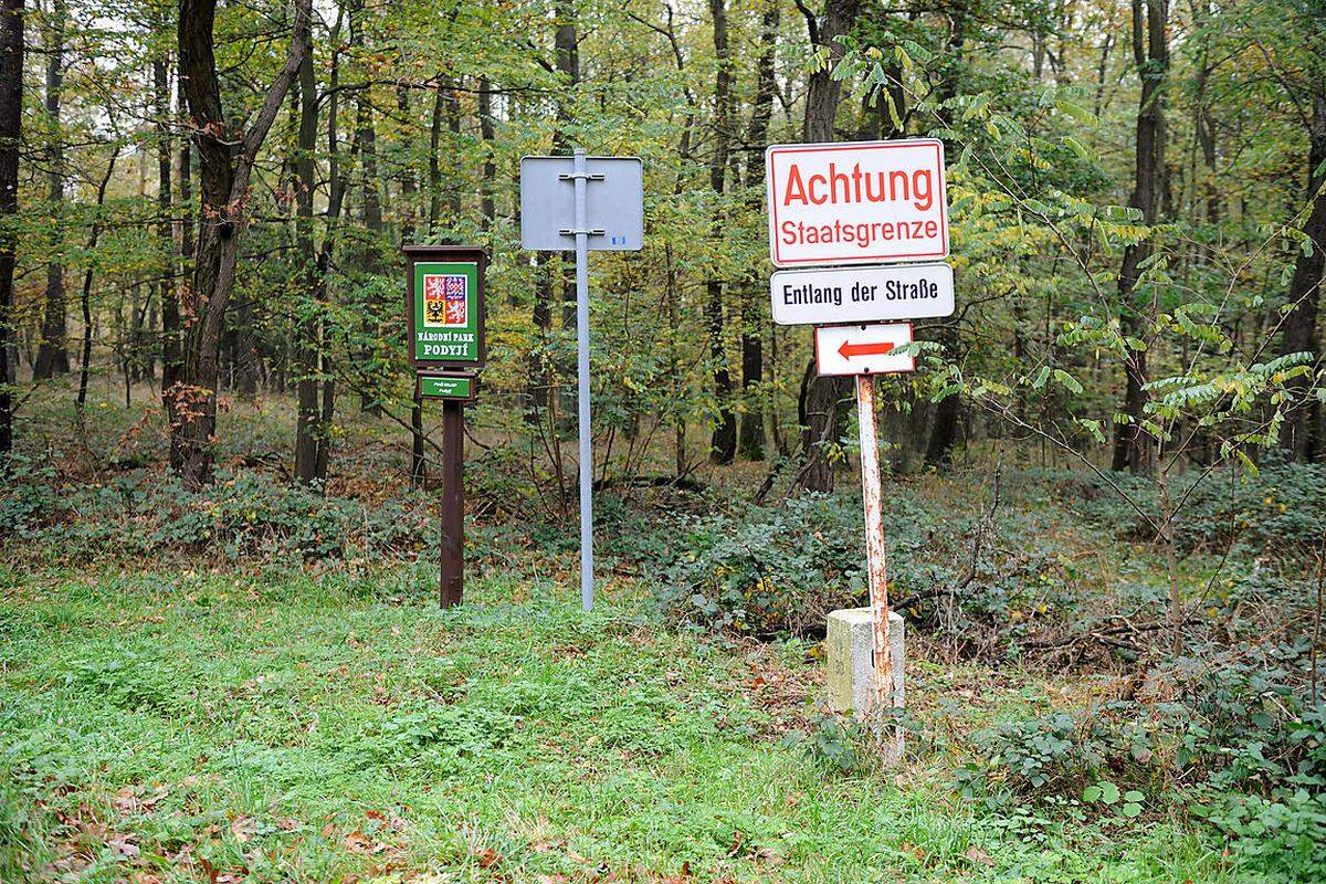 Wenige Kilometer nördlich, bei Mitterretzbach, verläuft die Grenze wieder durch eine Gegend, in der einem kaum eine Menschenseele begegnet.
