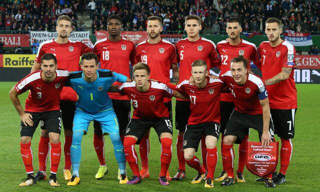 Die Österreichische Fußballnationalmannschaft vor dem Spiel gegen Serbien am Freitag, den 6. Oktober 2017.