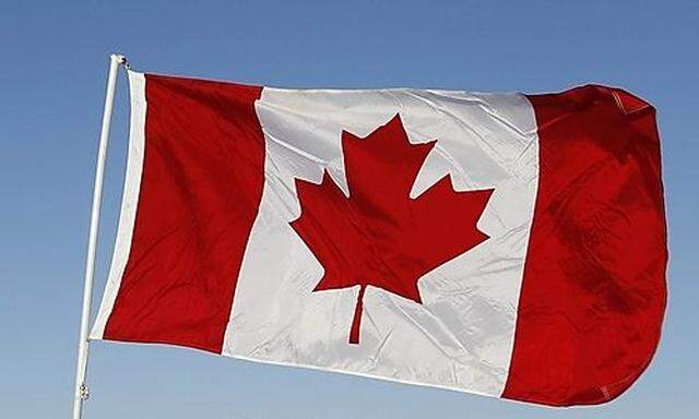 A Canadian flag is pictured on Frobisher Bay in Iqaluit