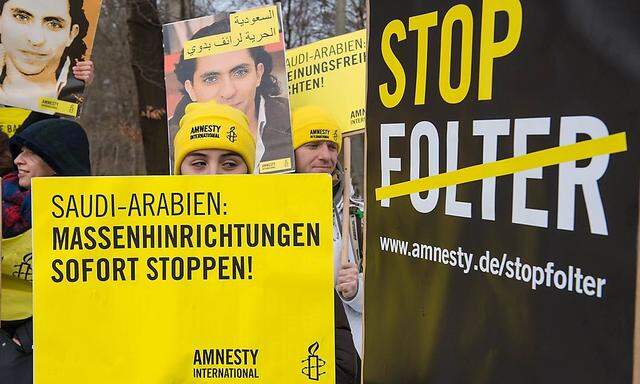 Protest gegen Menschenrechtsverletzungen in Saudi-Arabien 