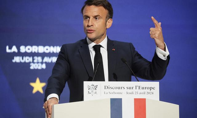Der französische Präsident am Donnerstag während seiner Rede an der Sorbonne. 