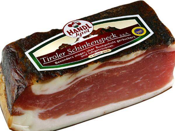 Beim Tiroler Speck gibt es sogar ein Verbot für ähnliche Produktnamen: Niemand darf seine Produkt Zillertaler Speck, Paznauner Speck etc. nennen.