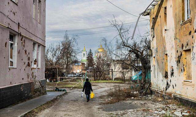 Ein Foto aus der Kleinstadt Isjum im Osten der Ukraine Anfang des neuen Jahres.
