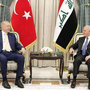 Iraks Präsident Abdul und der türkische Präsident Recep Tayyip Erdogan in Baghdad.