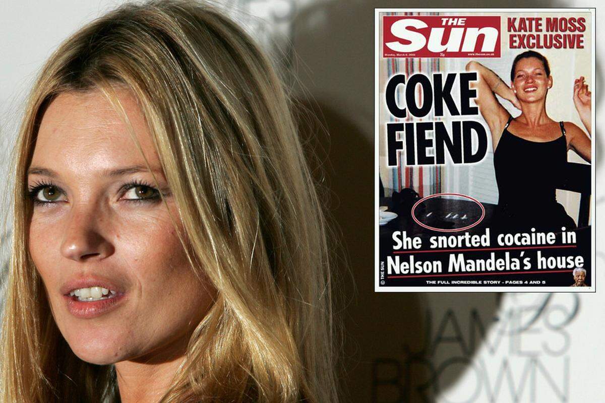 Das Topmodel Kate Moss leugnete über Jahre ihren Drogenkonsum. Nachdem ein entsprechendes Coverfoto in Umlauf kam, änderte sie ihren Standpunkt. Sie entschuldigte sich öffentlich, gab die Trennung von dem Suchtpatienten Pete Doherty bekannt und ging auf Entzug.