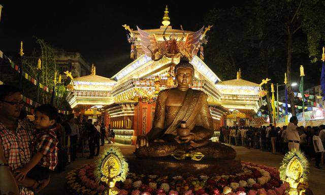 KOLKATA INDIA OCTOBER 5 This year Bhutan is theme of Suruchi Sangha Durga Puja on October 5 201