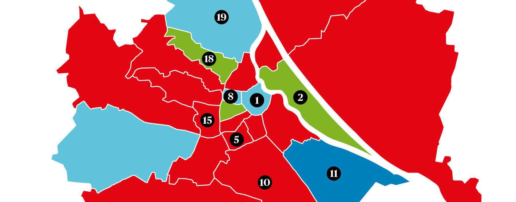 Viele der 23 Wiener Bezirke sind heiß umkämpft.