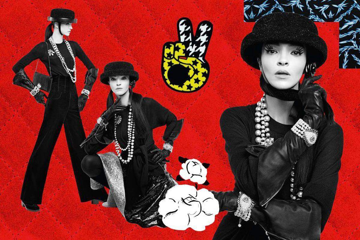 An ein Moodboard erinnern die Sujets bei Chanel, fotografiert von Karl Lagerfeld.