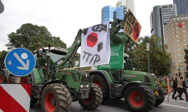 Proteste gegen TTIP und CETA in Frankfurt.