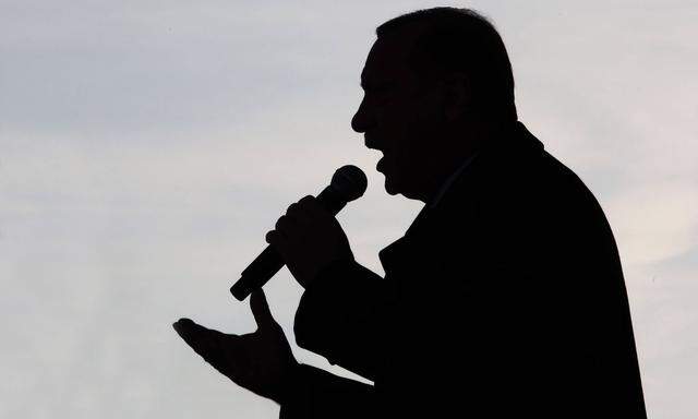 Turkish President Recep Tayyip Erdogan addresses to the audience during the opening ceremony of 111