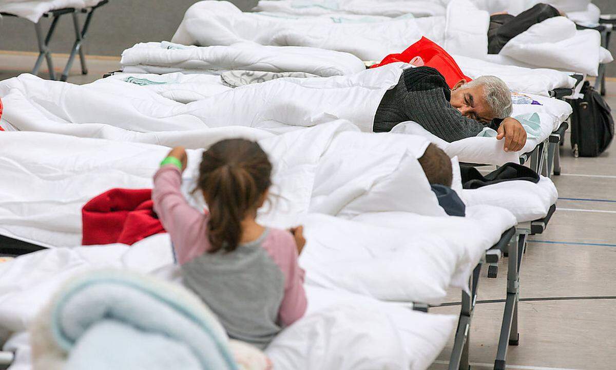Eine Notunterkunft für Flüchtlinge in Mecklenburg-Vorpommern 
