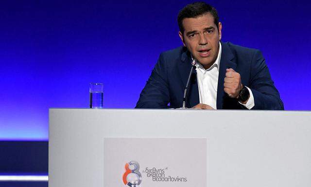 Greek Prime Minister Alexis Tsipras speaks during a news conference at the annual International Trade Fair of the city of Thessaloniki
