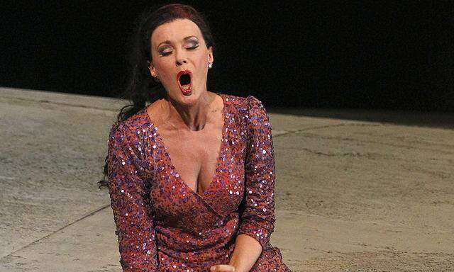 Singer Waltraud Meier performs on stage during a dress rehearsal of Richard Strauss´ opera ´Elektra´ in Salzburg