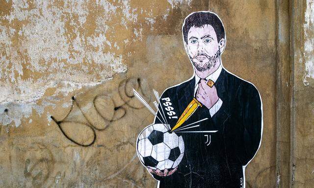 Andrea Agnelli, Präsident des Juventus Turin. Street-Art von Laika.