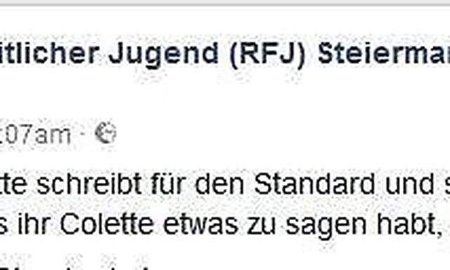 Das Posting des Ring Freiheitlicher Jugend Steiermark vom 26. Jänner, das mittlerweile gelöscht wurde. 