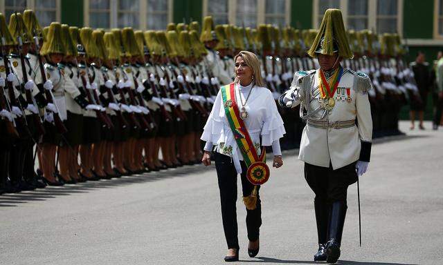 Bolivia's Interim President Jeanine Anez attends a ceremony of the National Police Academy in La Paz