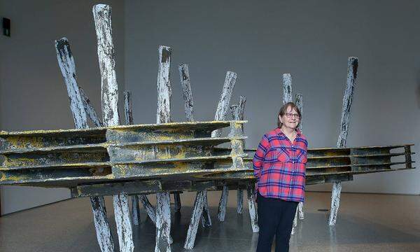 February 20, 2019 - London, UK, United Kingdom - Phyllida Barlow is seen viewing her installation a