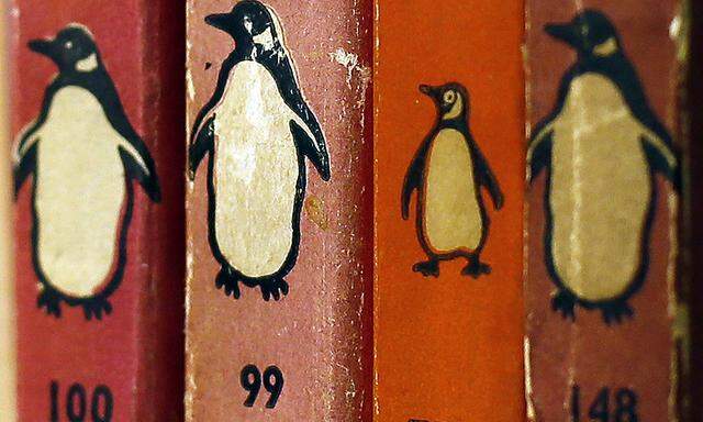 Penguin books are seen in a bookshop in central London