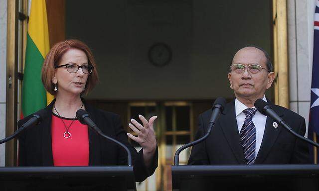 Australiens Premierministerin Julia Gillard empfängt den burmesischen Präsidenten Thein Sein. 