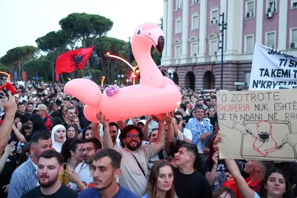 Straßenprotest in Tirana.
